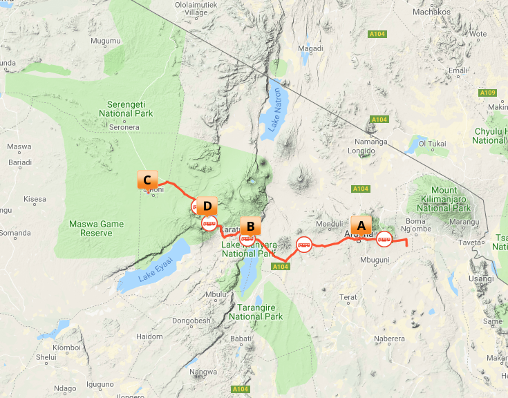 Kort over Klassiske Tanzania