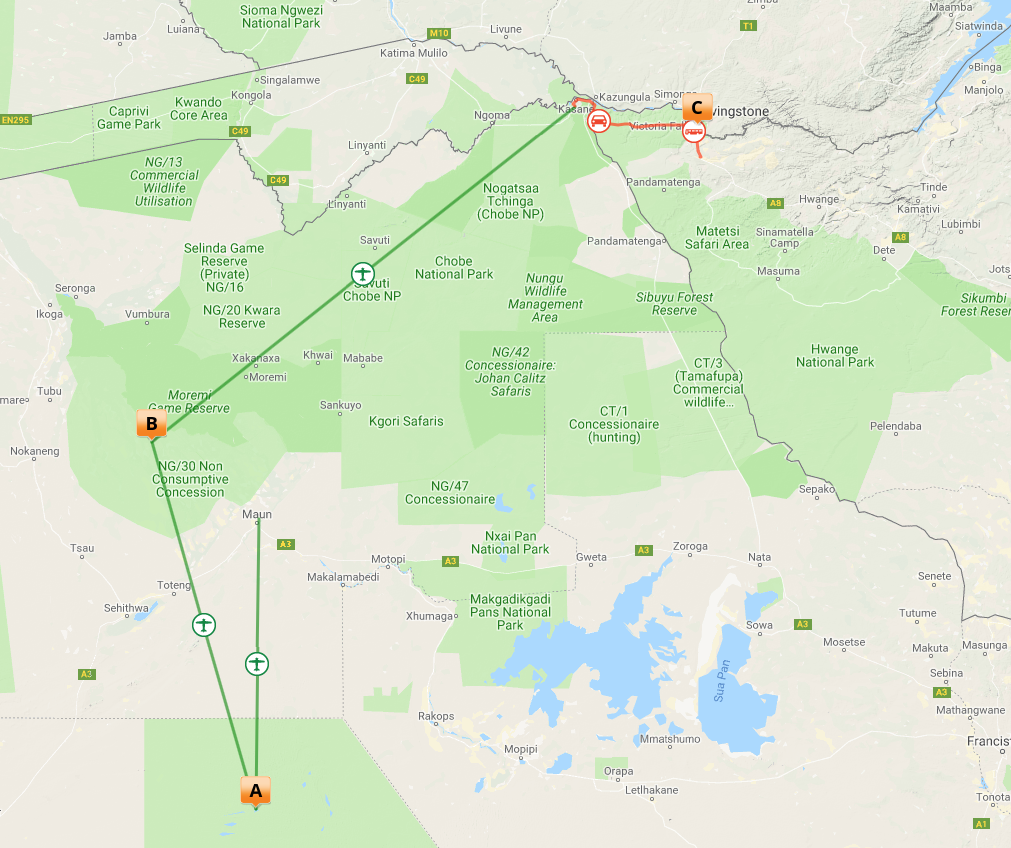 Kort over Ørken, Delta og vandfald