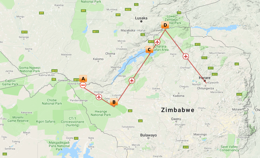 Kort over Great Zimbabwe