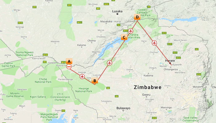 Kort over Great Zimbabwe