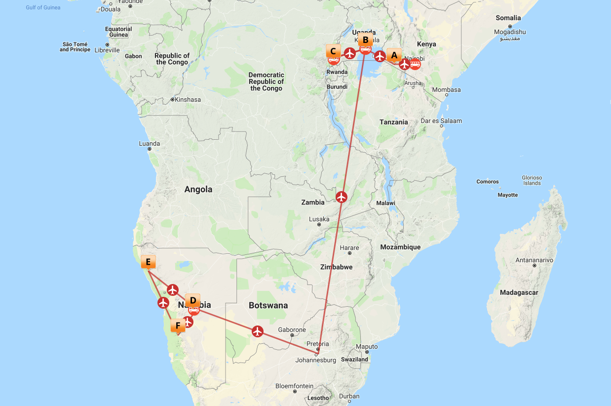 Kort over Gorillaer, Atlanterhavet, Ørken.....