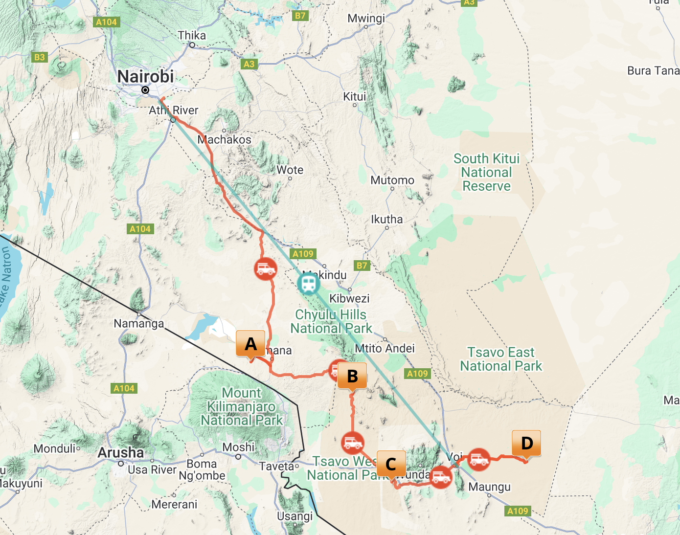 Kort over Rafiki Safari